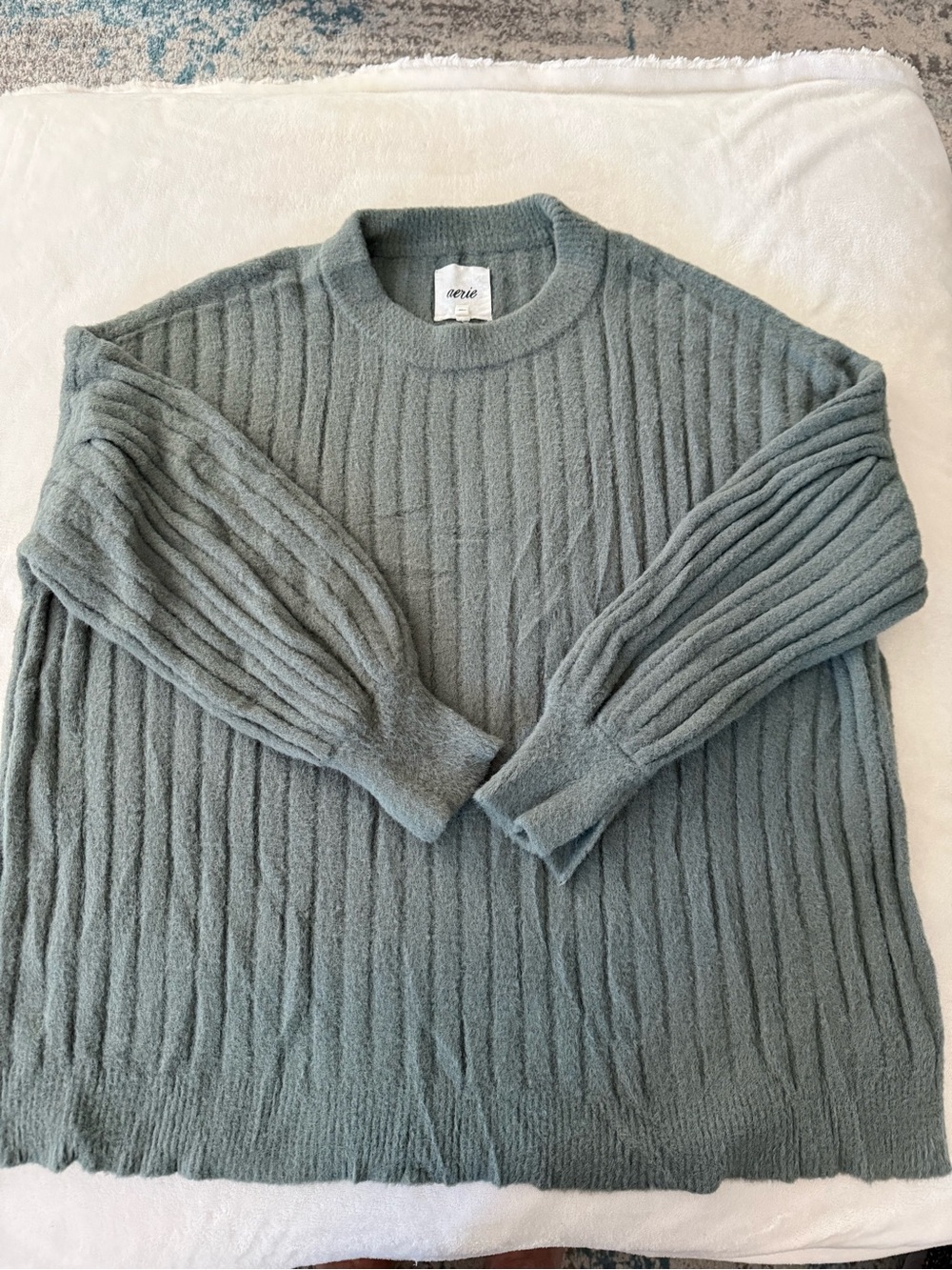 Aerie Buttercream Crew Sweater in Royal Palm Medium D63